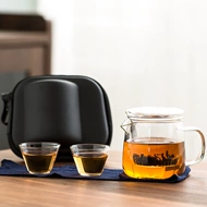 bộ ấm pha trà du lịch Bộ trà du lịch thủy tinh trong suốt, một bình, hai cốc, cốc nhanh, túi xách tay, ấm trà kung fu đơn giản, tách trà bình trà du lịch