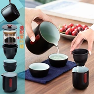 Xingchuan đen gốm nhanh chóng cốc một nồi bốn ly Douyin du lịch bộ trà túi xách tay ấm trà di động cốc trà bộ ấm chén du lịch