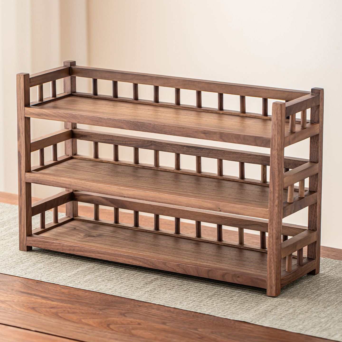 瓷牌茗胡桃木多层茶具博古架