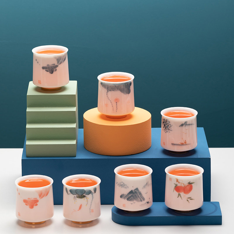 羊脂玉瓷高白薄胎禅定杯品茗杯功夫茶具茶杯主人杯单杯茶盏小茶碗