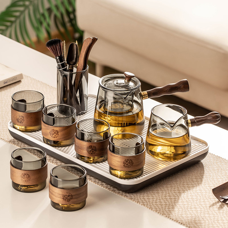 玻璃茶具套组家用茶盘小型功夫茶茶壶耐热泡茶壶轻奢高档茶杯喝茶