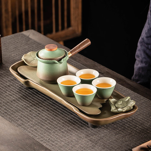 陶瓷茶盘长方形蓄水干 干泡盘家用高端功夫托 托盘茶台茶海茶具套