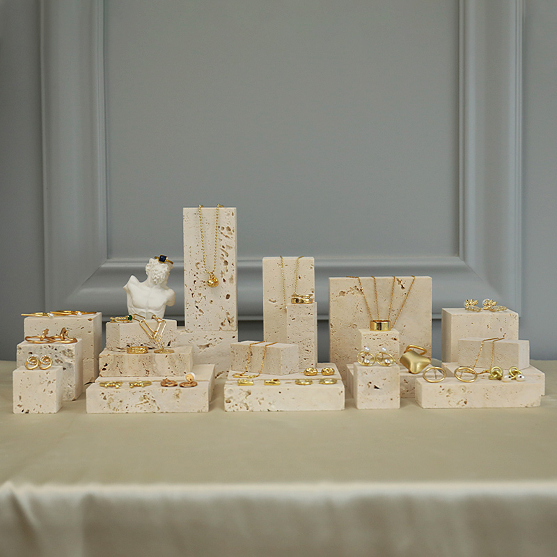 首饰展示架黄洞石创意摆件店铺耳环饰品柜台橱窗珠宝陈列拍摄道具