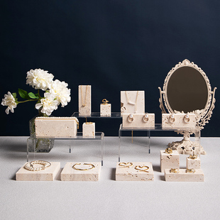 首饰展示架黄洞石立方体耳环项链架饰品珠宝陈列直播拍摄道具摆件