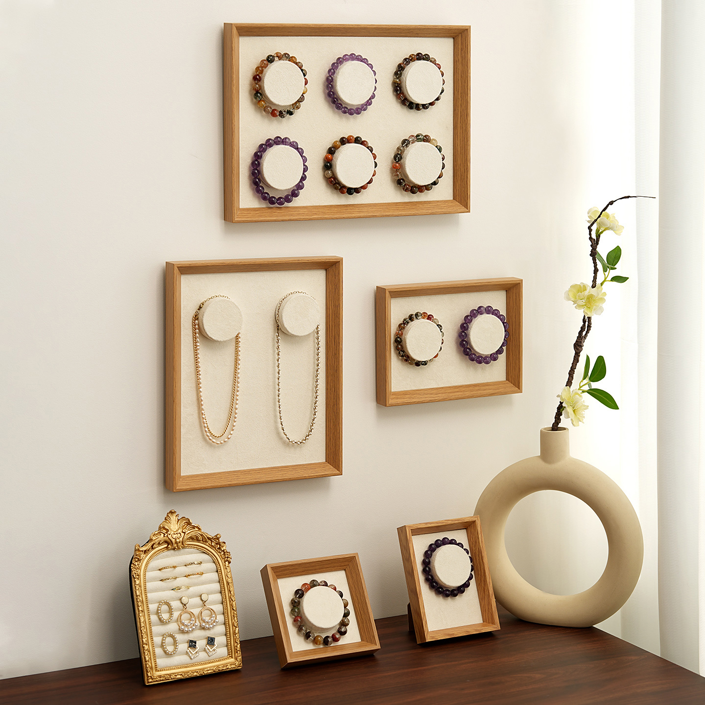 首饰展示架简约风原木色手串手链架项链戒指饰品收纳陈列拍照道具