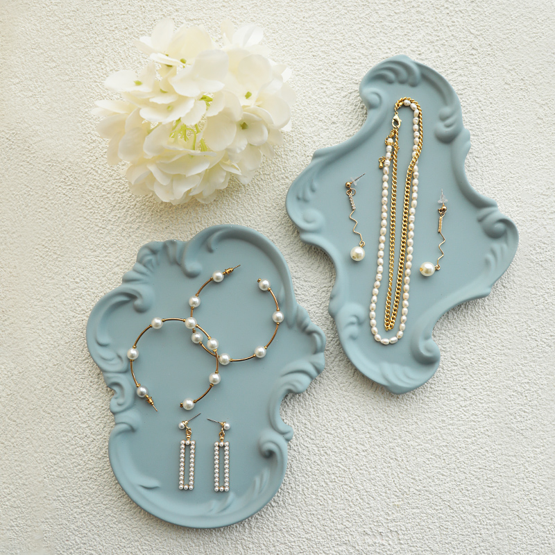 首饰托盘创意复古石膏巴洛克托盘店铺柜台饰品陈列展示架摄影道具