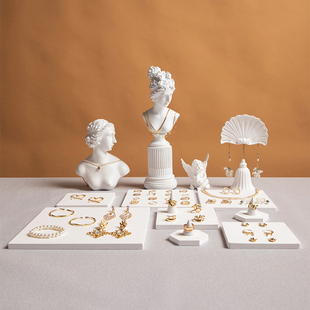 首饰展示架白色石膏戒指托盘板戒指托模特项链架饰品陈列拍摄道具