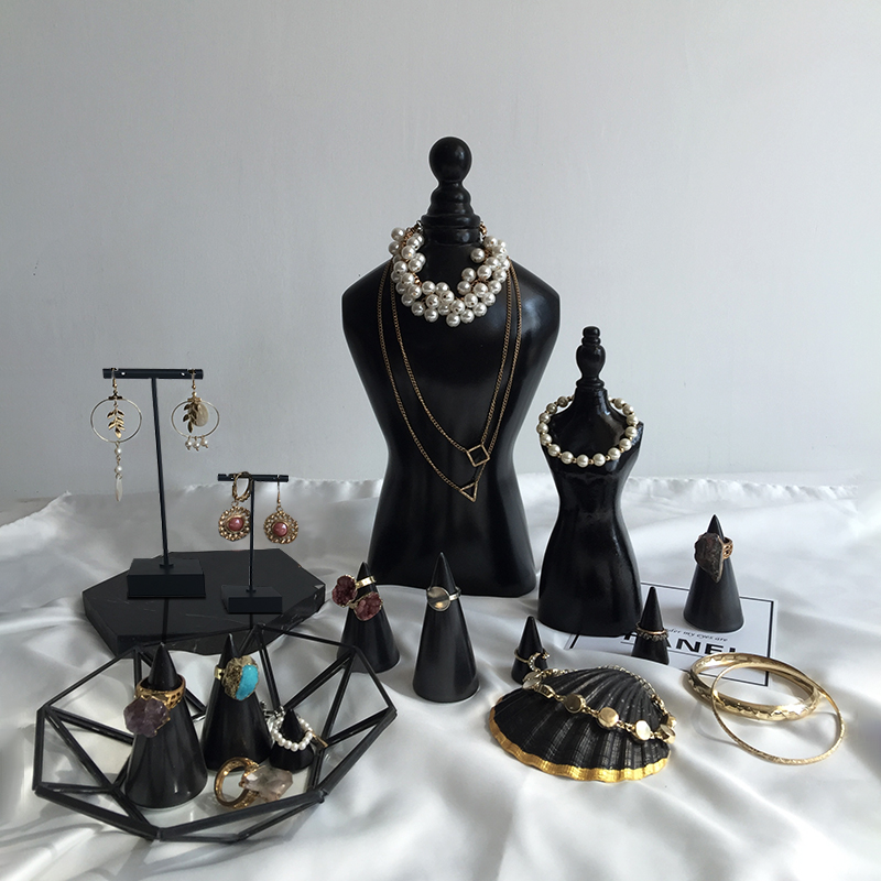 首饰展示架黑色套系橱窗柜台陈列道具耳环项链珠宝收纳架戒指托