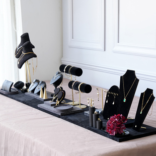 首饰展示架黑色绒布人形模特项链架店铺橱窗珠宝饰品陈列拍照道具