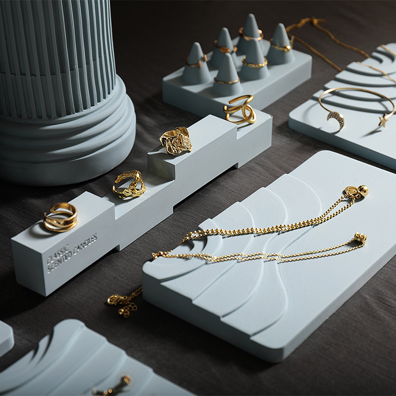 首饰展示架 灰蓝石膏创意托盘摆件店铺柜台项链耳环饰品拍摄道具,饰品/流行首饰/时尚饰品新,首饰展示架,淘宝优惠券,粉丝福利购,淘宝优惠卷