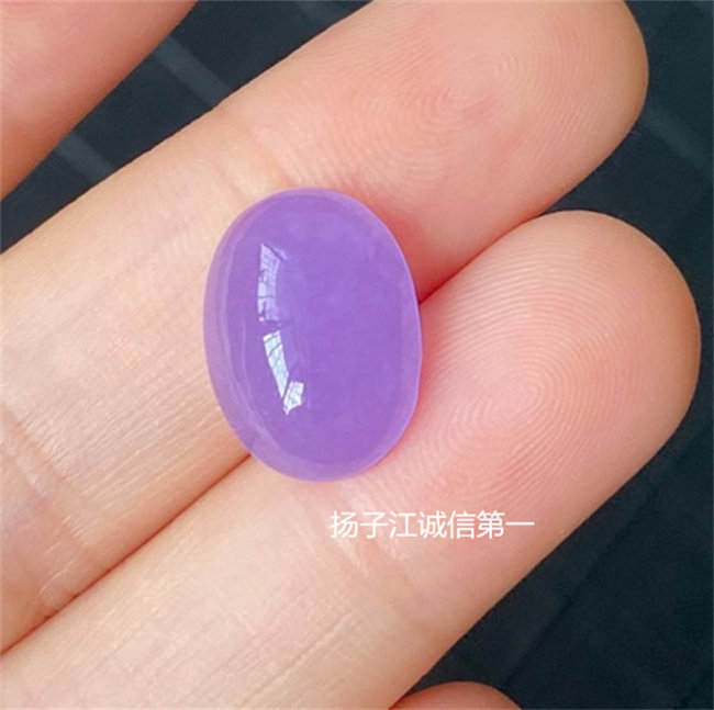 天然紫罗兰翡翠精雕戒面淡紫色缅甸翡翠蛋面可以镶嵌吊坠耳环玉石