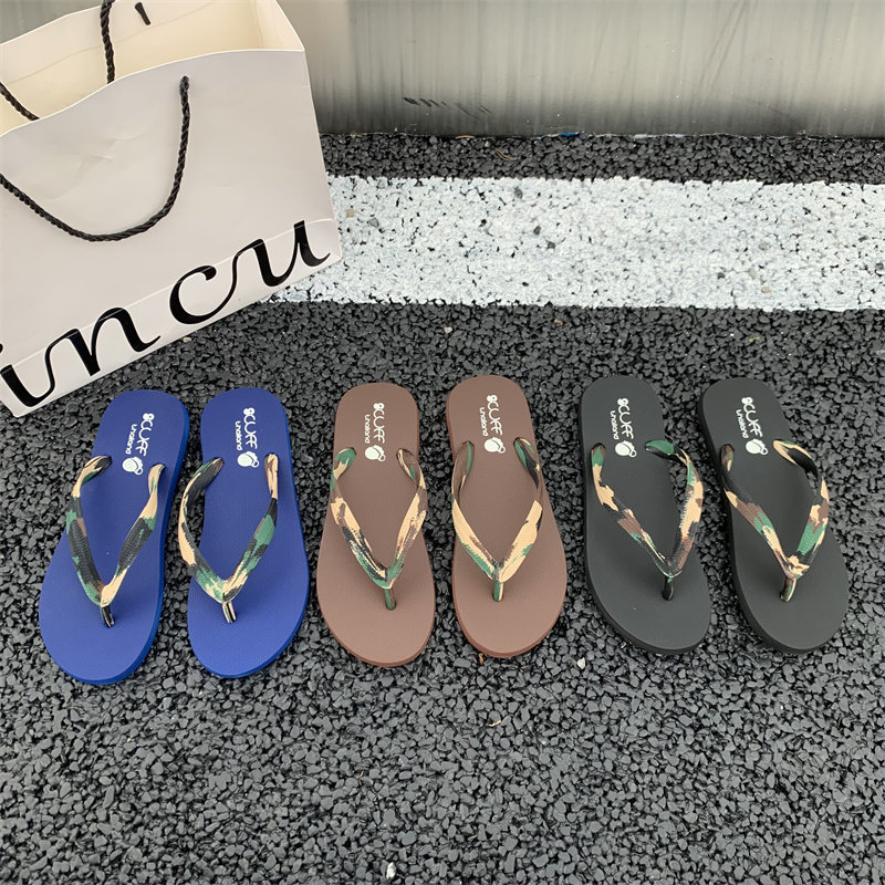 泰国scuff进口橡胶人字拖男外穿防滑夏季沙滩夹脚拖鞋迷彩凉拖潮