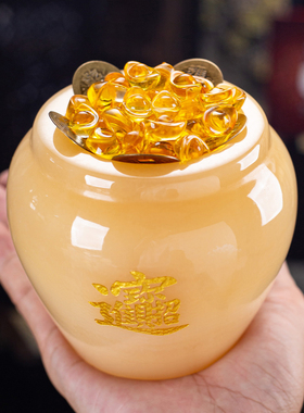 天然玉石聚宝盆小号百福缸