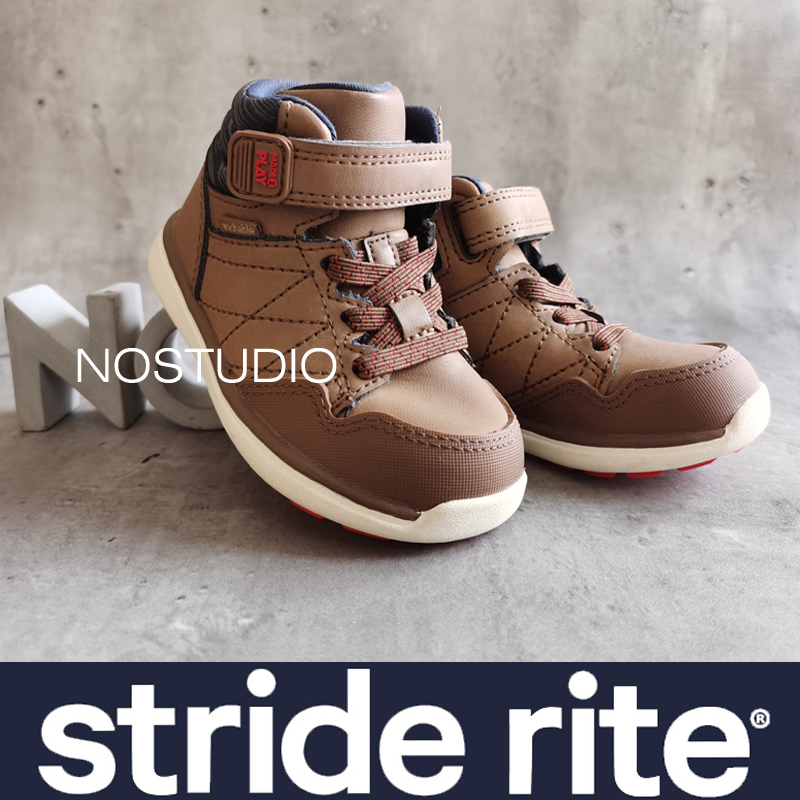 stride rite美国品牌喜健步高帮可机洗拼接皮靴儿童冬靴宝宝防滑