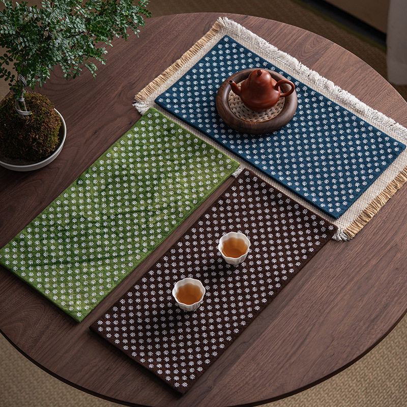 中式刺绣茶席复古小茶席家用轻奢