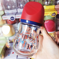 Japanese fritillary glass milk bottle new baby wide caliber breast milk solid sense limited edition 80 / 160ml small Q bottle