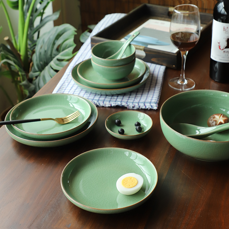 龙泉青瓷冰裂纹餐具碗哥碗笠