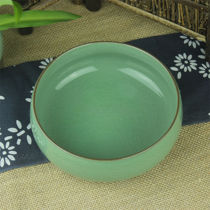 文房四宝龙泉青瓷中号笔洗陶瓷茶洗哥窑冰裂水洗水盂花盆