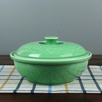 Домашняя керамическая посуда Большая суп миска Longquan Celadon Lid крышка суп из тиснена