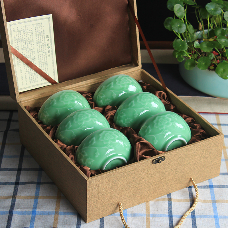 龙泉青瓷碗套装家用礼盒装陶瓷碗