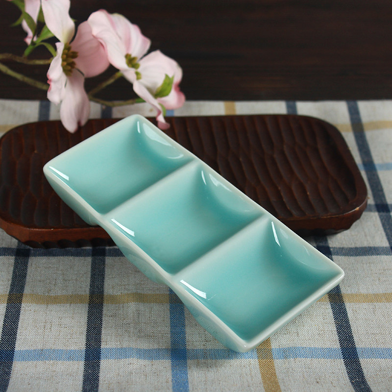 创意家用餐具陶瓷调味碟酒店方形蘸料碟龙泉青瓷小号碟火锅调料盘