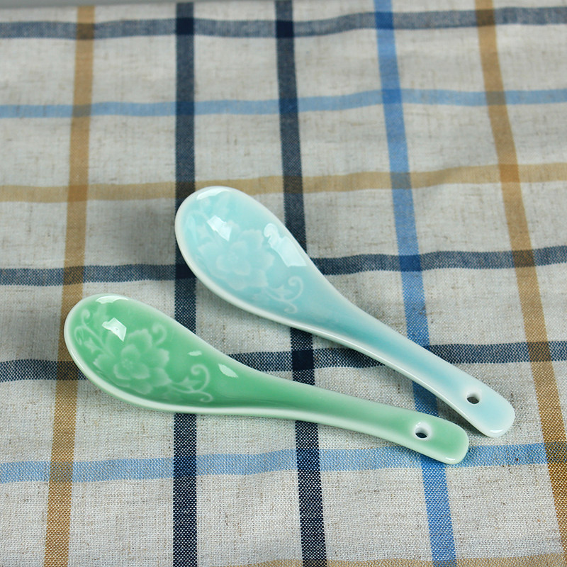 陶瓷餐具家用小汤勺缠枝牡丹摆台