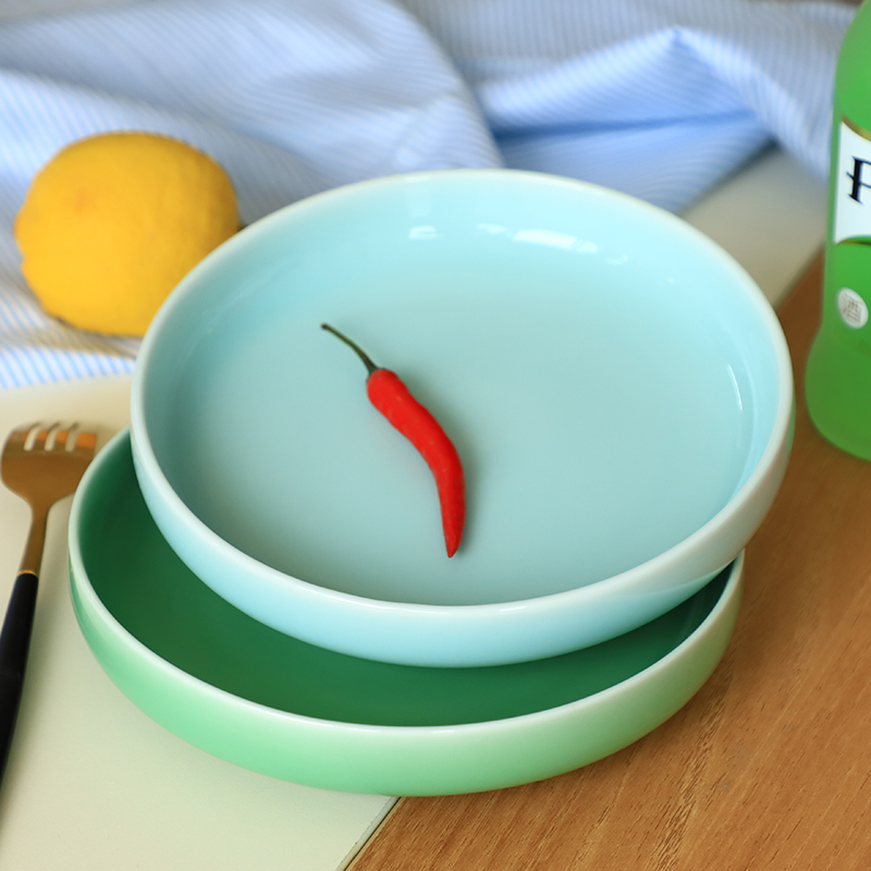 陶瓷盘子创意日式素色龙泉青瓷