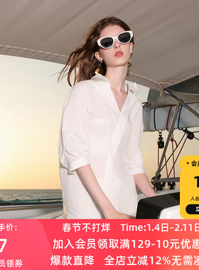 ibudu2025夏季新款解构白衬衫设计感七分袖宽松衬衣简约女