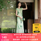 玉影浮翠 2025夏季 新款 三彩 新中式 连衣裙假两件收腰A字裙长裙C