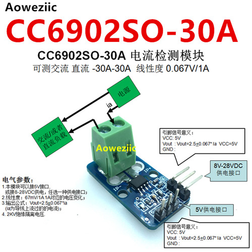 CC6902SO-30A CC6902 小尺寸 电流检测模块 -30A-30A 0.067V/1A