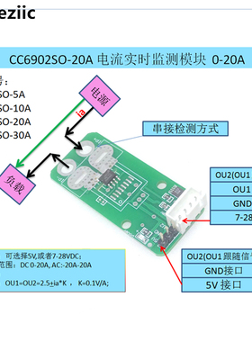 新款 CC6902SO-20A 瞬时电流/电流检测传感器模块 供电8-28V 原装