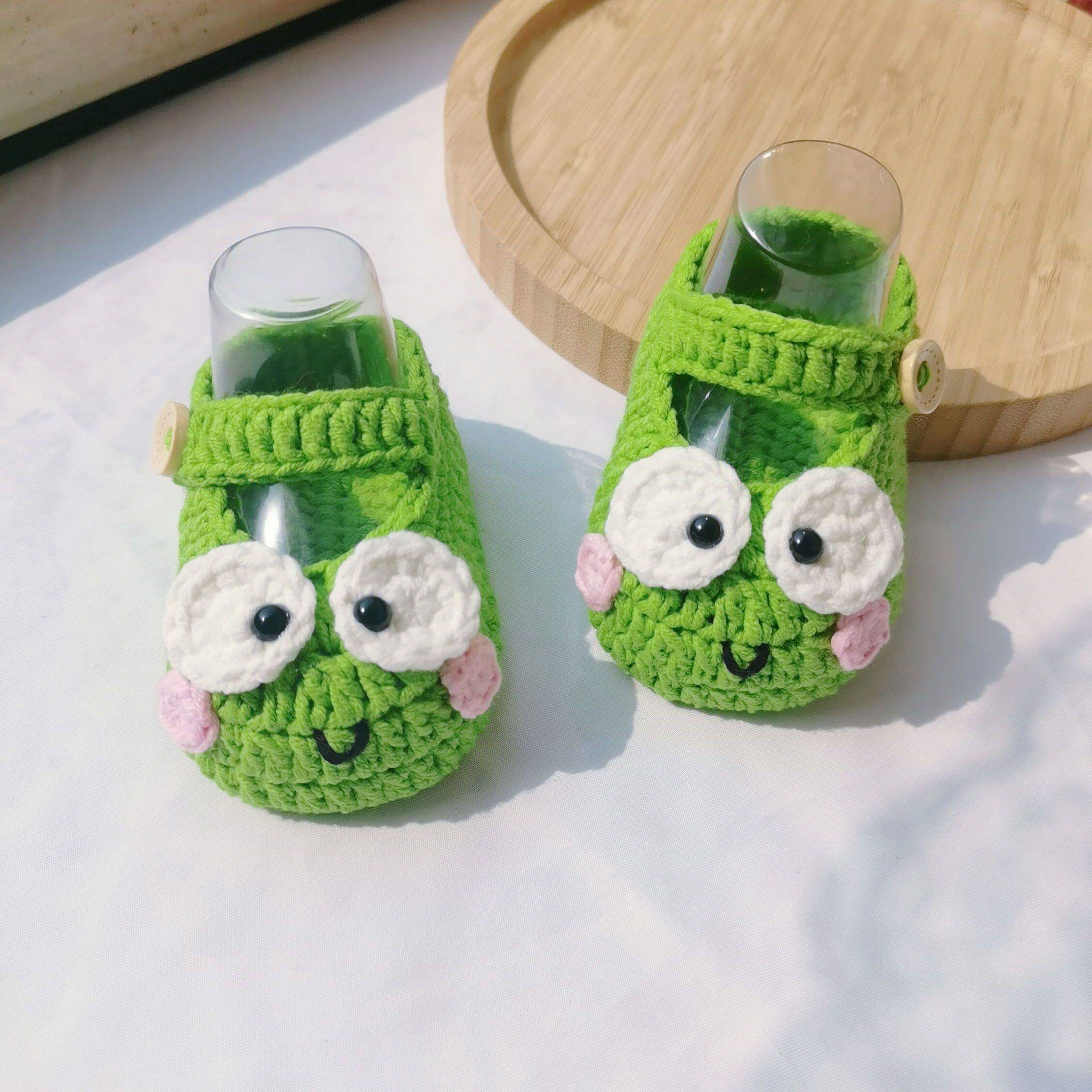 默默的手作坊成品小青蛙手工钩织婴儿鞋毛线鞋新生儿鞋子软底可爱