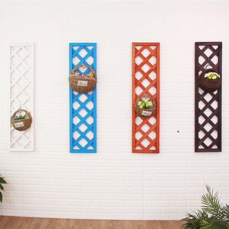 墙上实木阳台墙壁挂悬挂爬藤花架子防腐网格墙面植物挂式装饰隔断