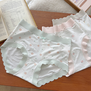 气碎花甜美无痕高弹不夹纯棉裆抗菌透气中腰三角裤 莫代尔内裤 女元