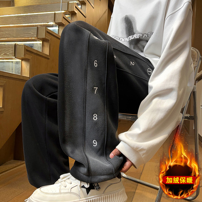 13岁男孩重磅卫裤男秋冬季15初中高中学生休闲长裤16大童直筒裤子