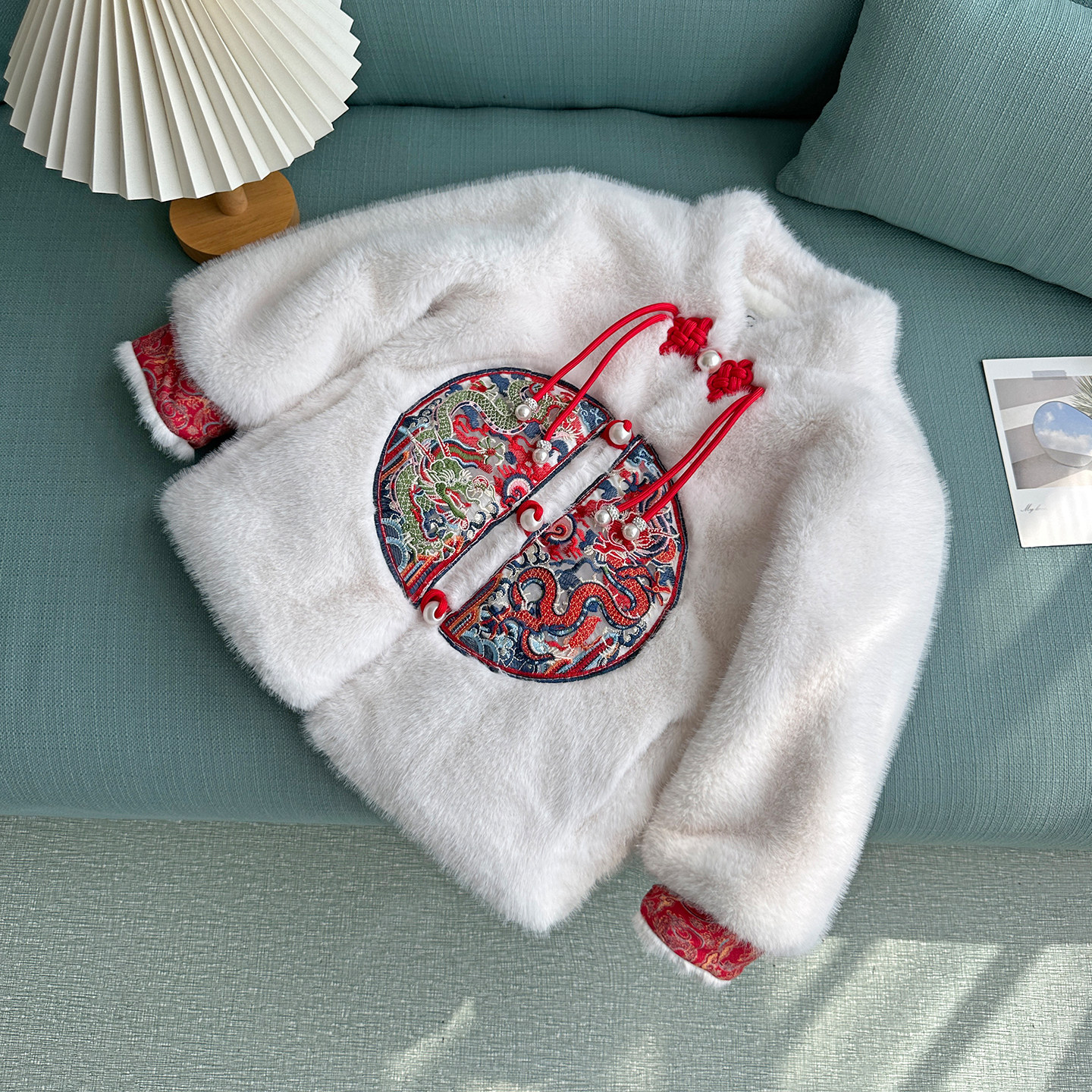 女童新中式国风外套秋冬儿童水貂毛绒拜年服女孩加绒加厚皮草上衣,童装/婴儿装/亲子装,皮草/仿皮草,淘宝优惠券,粉丝福利购,淘宝优惠卷