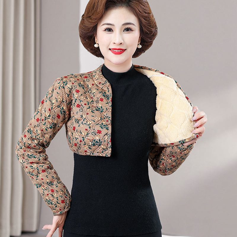 中老年妈妈装加绒加厚护肩