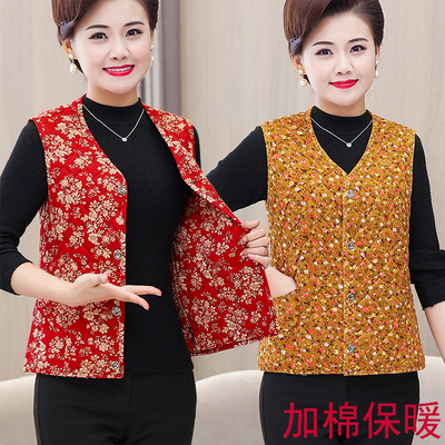 夹棉妈妈秋冬大码打底保暖坎肩