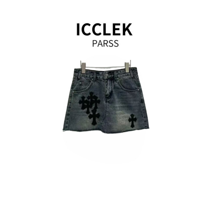 ICCLEK PARSS 2025新款早秋夏轻奢学院风高腰刺绣通勤短裤-5857