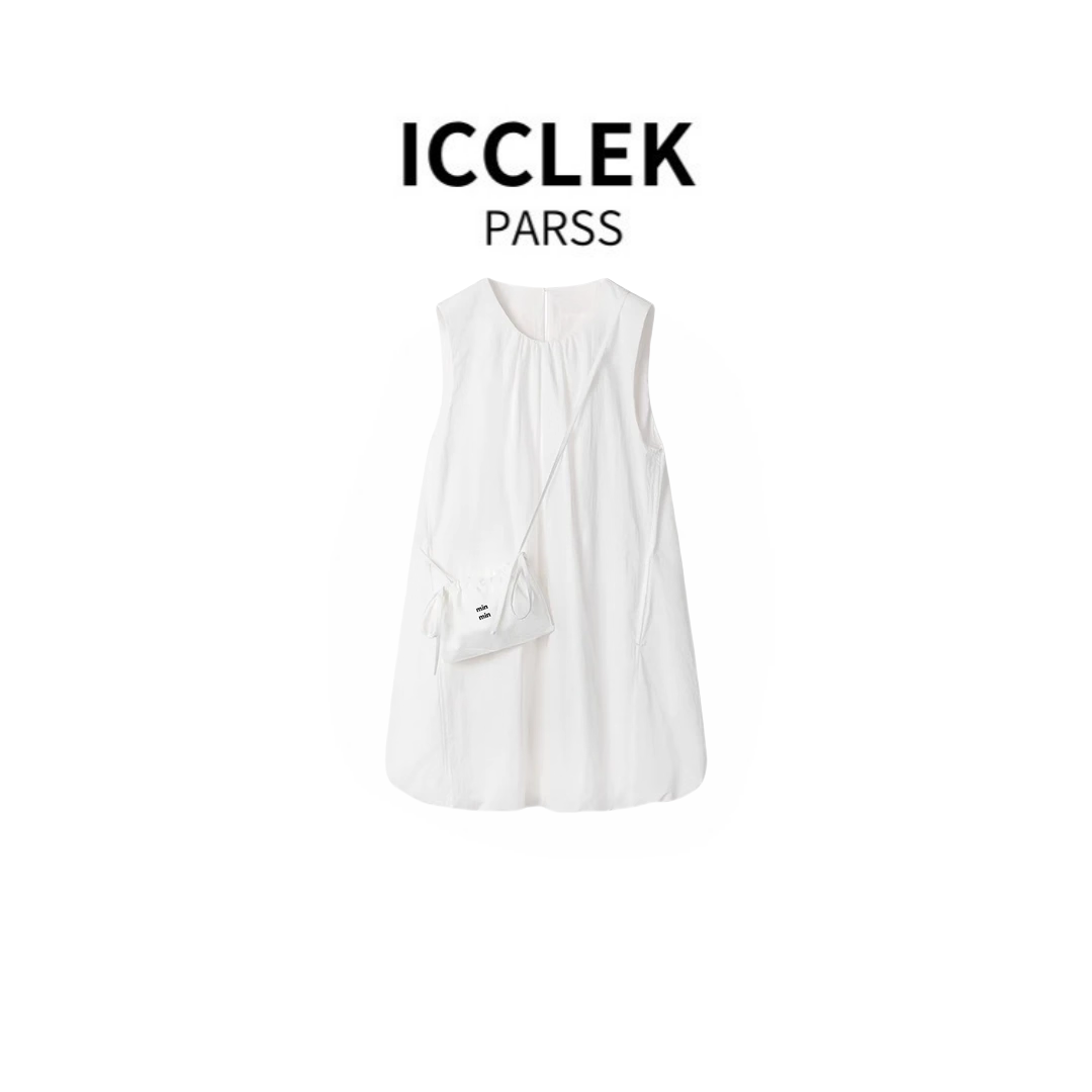 ICCLEK PARSS 2025夏季新款时尚百搭无袖连衣裙-1313