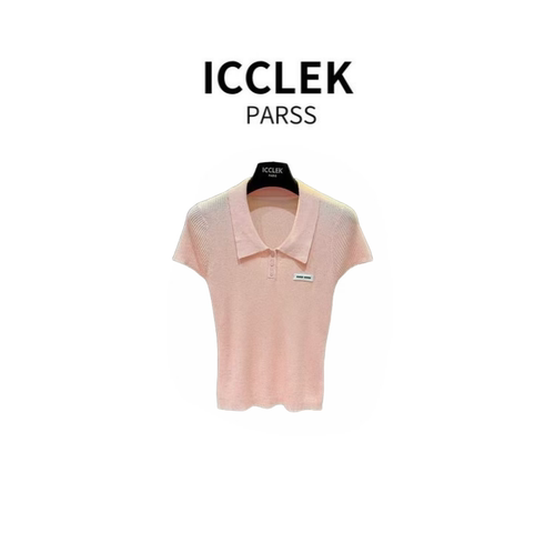 ICCLEK PARSS 2025新款早秋夏时尚百搭翻领短袖针织衫上衣-5789