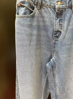 复古直筒牛仔裤女高腰宽松浅蓝色水洗百搭显瘦减龄-1761
