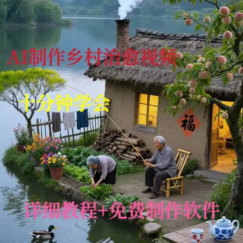 Ai农村乡下老家小院治愈系视频制作教程农家夕阳田野风景烟火气
