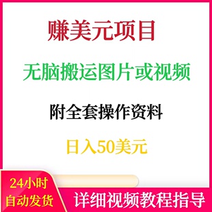 赚美金项目无脑搬运图片或视频日入50美元网络赚钱副业搬砖挣钱