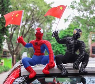 饰玩偶电动车蜘蛛侠汽车摆件 汽车外部挂件车顶车屁股后备箱车载装