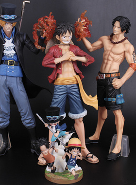 现货正版海贼王路飞 艾斯 萨博三兄弟童年兄弟绊一番赏海外版手办