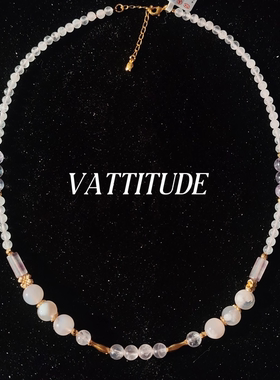 原创设计款天然粉水晶项链原创小众款项链樱花玛瑙萤石