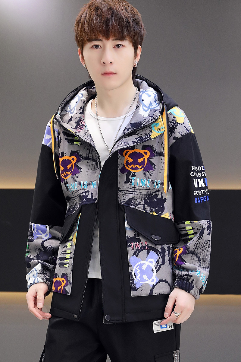 不断货春季夹克薄款连帽青年夹克港风男式夹克学生外套2031,男装夹克,星座301D(原星座1004-8）