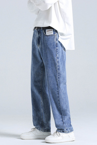 秋冬新款简约百搭牛仔裤男直筒宽松青少年ins裤子潮F903图片