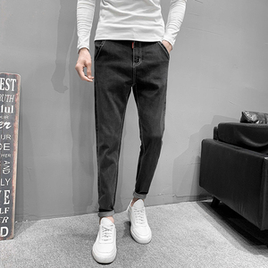 四季做 不断货 九分牛仔裤男社会小伙修身小脚裤男士图片